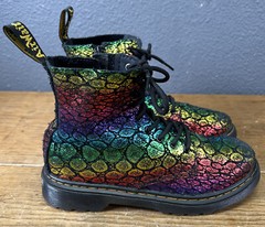 Dr Martens 1460 Pascal J Black Rainbow Metallic Boots YOUTH SIZE 3 Suede Upper