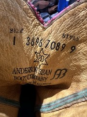 Anderson Bean Kids Cowboy Boots Size 1 Brown/Green Square Toe