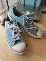 Converse ALL STAR Double Tongue Shoes Size Junior 5 Turquoise Aqua Sneakerrs
