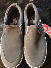 Vans Off The Wall Suede Asher DW Gray With Checkerboard Slip On Shoes Sz 4Y NEW