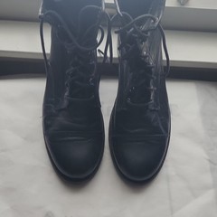 Frye Black Leather Erin Lug work Combat Boot Lace Up Youth size 14 3474314 BLK