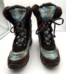 The North Face Nuptse Plaid Goose Down Puffer Snow Boots Youth Girls Size 4 US