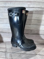 Hunter Kids Rain Boots Gloss Black Size 1 Boys 2 Girls