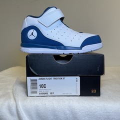 TD Nike Jordan Flight Tradition 819540-107 White Blue NEW Toddler Size 10c