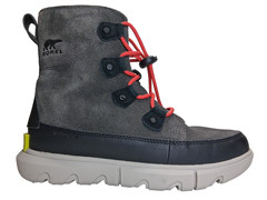 Sorel Explorer Lined Waterproof Suede Lace Up Snow Boots Sz 5 Black Gray