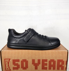 Size 3.5 Big Kids – Camper Runner Four Kids – Black Leather / Textile