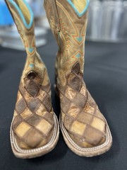 hpk1053 Kid’s Crazy Train Patchwork Square Toe Western Boot by Horse Power