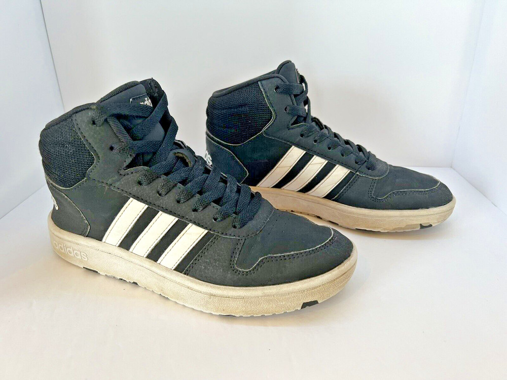 Adidas Kids Hoops 2.0 Mid Top FY6468 Black Basketball Shoes Sneakers Size 5.5