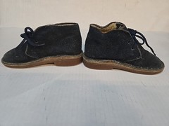 Vintage Kids Navy Blue Leather Suede Lamb Wool Shoe Boots Size 8 Boys Unisex