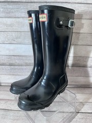 Hunter Kids Rain Boots Gloss Black Size 1 Boys 2 Girls