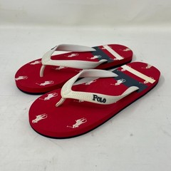 Polo Ralph Lauren Unisex Junior Flip Flop Red/ White Pony Logo US Size 6 VTG NEW