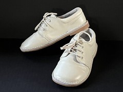 L’AMOUR Youth Unisex 5012 Off-White Lace Up Oxford Flat Bottom Dress Shoes Sz 13