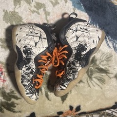 Nike Little Posite One Shattered Backboard Sneaker Black White Orange 5Y