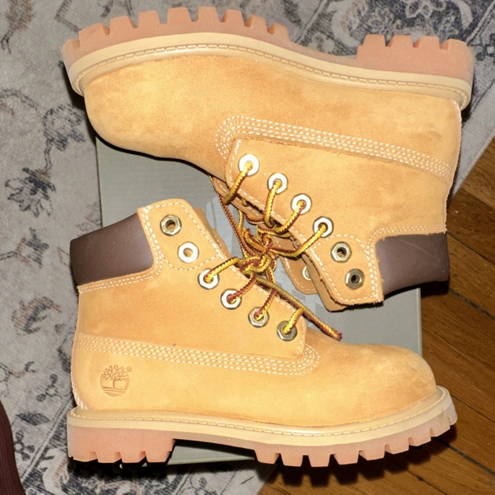 Timberland Premium 6 Inch Waterproof Boot Wheat Nubuck Kids 11 Ankle Lace Up