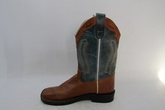 Old West Youth Size 3 D Blue Brown Leather Cowboy Western Boots