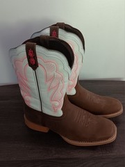 Durango Lil‘ Pro Big Kid’s 7M Western Boots Brown/White DBT0242Y
