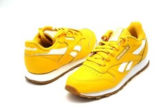 REEBOK CLASSIC LEATHER JUNIOR FX2443 TOXYELLOW/WHITE RUNNING SHOE GRADE SCHOOL