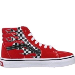 VANS SK8-HI Check Flame Racing Red VN000D5FIZQ1 Skate Unisex Big Kid’s Size 1