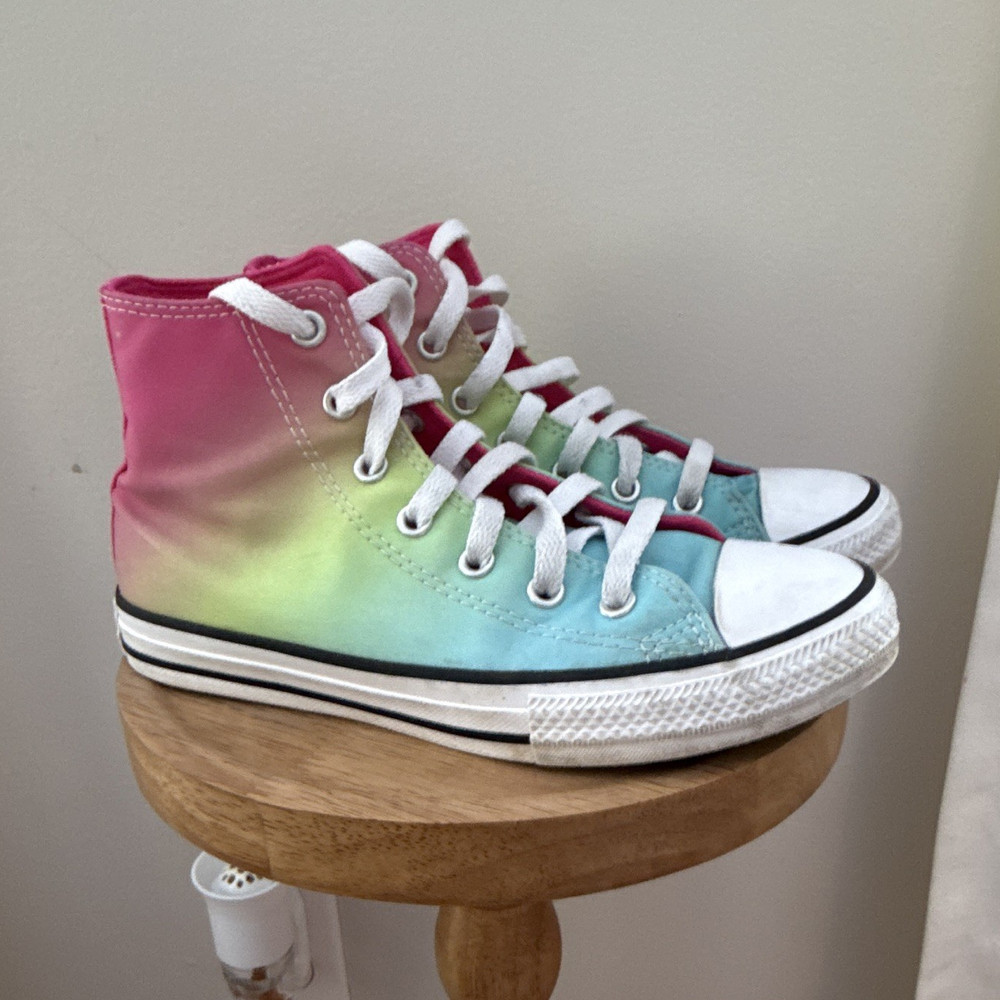 Converse Chuck Taylor All Star Kids High Top Ombre Canvas Sneakers Pink size 2