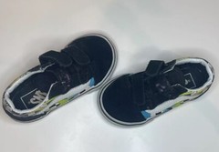Vans Old Skool V Surf Flames Skate Shoes Scuba Blue Black Suede Canvas Kids Sz 6