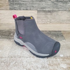 Keen Kootenay III Kids Chelsea Boots Sz 9 Black Gray Leather Winter Ankle Boots