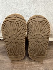 UGG Bailey Button Brown Suede Fur Trim Ankle Bootie Kids US 8 EU 25 5991T
