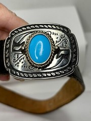 Vintage Wrangler Leather Navajo Silver & Turquoise Look Small Childs Belt