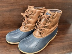 Sperry Port Boot Kids Size 6M Brown Blue Duck Boots Waterproof