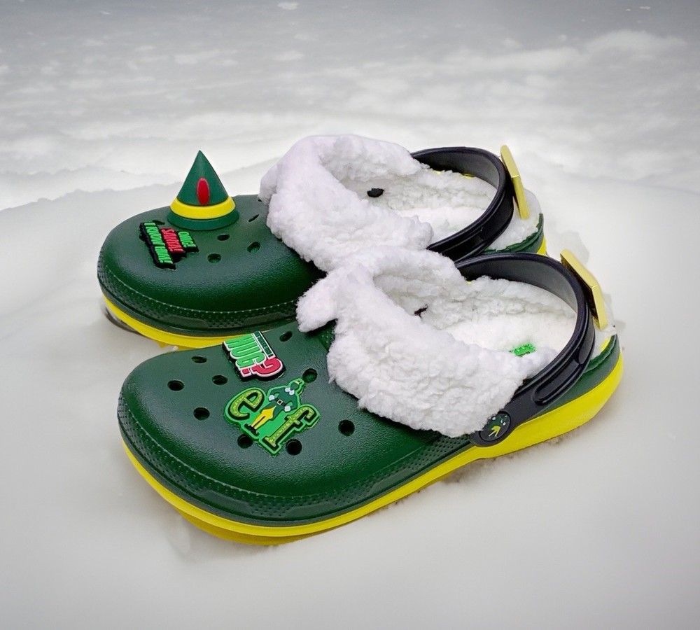 Buddy The Elf Crocs Holiday Lined Comfort-Lined Classic Clogs Kids Size J2 NEW