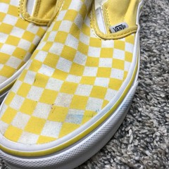 Vans Off The Wall Yellow/White Checker Pattern Youth Size: 4 Slide In Shoe