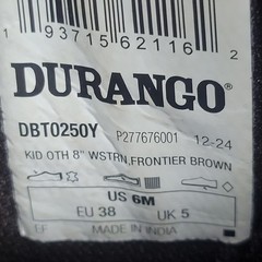 Durango Shyloh Western Boot Brown Big Kids Size 6M