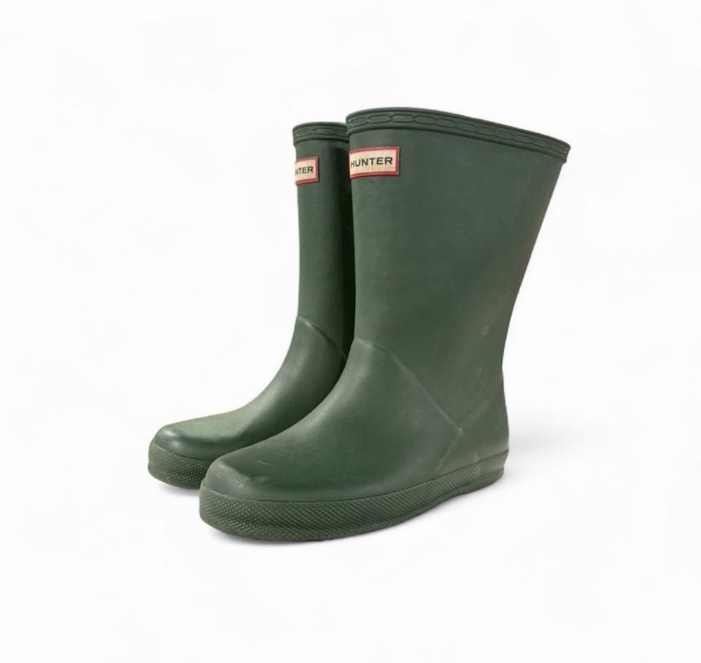 Hunter Kids Green Matte Rain Boots Wellies Waterproof Size 12T UK12