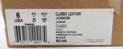 Reebok Classic Black Leather Junior Sneakers 50148 (Size 6) – New in Box