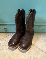 Old West Kids Dark Clay Distressed Brown Western Boots BSC1953 Kids Size 1D