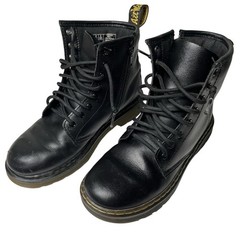 Dr. Martens Zavala J Youth Side Zip Combat Black Boots Sz 3 Kids Moto Utility