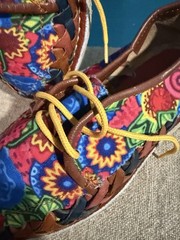 Colorful KIDS Multicolor Canvas/Leather TIE HUARACHES SIZE 1.5-2Y ( Mexican 21)