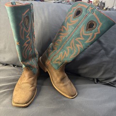 Twisted X Boots 3.5 M Square Toe Western Brown Turquoise Orange Distressed