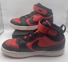 Nike Court Borough Mid 2 Black / Red Mid Tops (CD7783-602) Size 2 Youth EUC