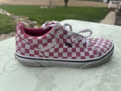 Vans Seldan Checkerboard Honeysuckle Pink Sneakers Misses Youth Size 5.5
