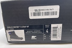 NEW SOREL TODDLER Whitney II Strap Coal/Charbon WP Winter Boots SIZE 4