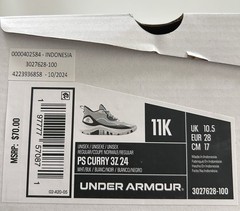 Under Armour PS CURRY 3Z 24 Boys Size 11K White W/ Black Basketball Sneakers New