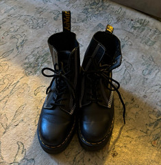 Dr. Martens Audrick Black Leather Lace-Up Ankle Combat Boots Kids US 7