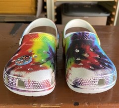 CROCS Child’s Size 12 Classic Tie-Dye Graphic Clogs Summer Shoes 206995