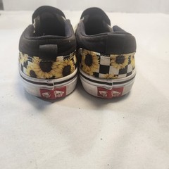 Vans Asher Sunflowers Checkerboard Black White Slip On Shoes 500714 Missy Sz 5.5