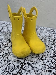 Crocs Unisex Kids Handle It Yellow Rubber Pull-On Rain Boots, Size C10