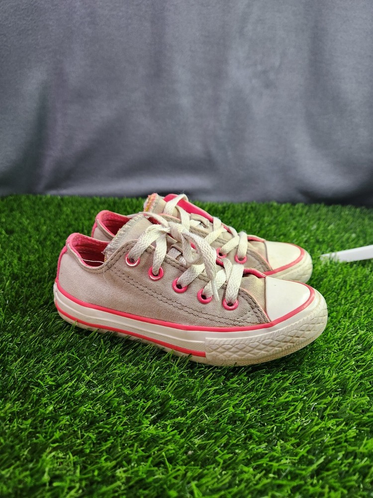 Converse All-Star Sneakers 640578F Double Tongue Grey Pink Neon Youth Kids Sz 11