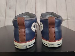 Converse All Star Navy Blue Red White Leather High Top Sneakers Infant Size 10