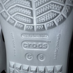 CROCS Size 8 Gray/Navy Crocband Sandal ~Unisex Boys/Girls Moulded Croslite Strap