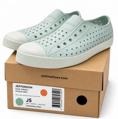 Native Jefferson Slip-On Water Shoes Sage Green Ocean Grey J5 Youth Women 7-7.5