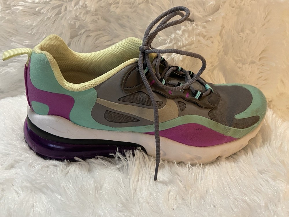 Nike Air Max 270 React GS Grey Trainer Sneakers BQ0103-007 Size 5Y Big Kid Shoes